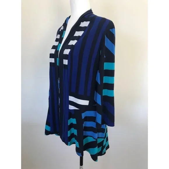 FRANK LYMAN Open Cardigan Cover Up 3/4 Sleeve Stretchy Jersey Knit Size 12? - Picture 4 of 6